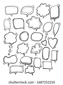 Vector bubbles speech doodle set. hand-drawn.