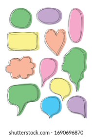 Vector bubbles speech doodle set. hand-drawn. digital printing