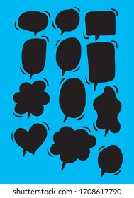 Vector bubbles speech doodle set. hand-drawn. digital printing