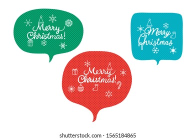 Vector bubbles speech doodle set.Christmas concept. hand-drawn. digital printing