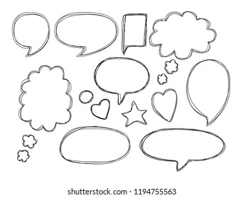 Vector bubbles speech set. hand-drawn.