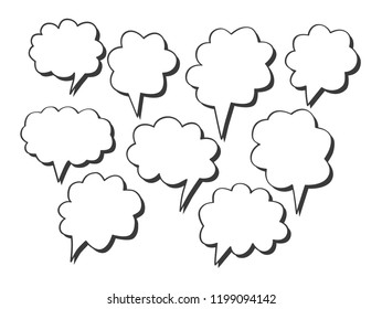 Vector bubbles speech set. hand-drawn.