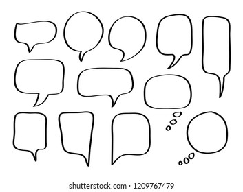 Vector bubbles speech set. hand-drawn.