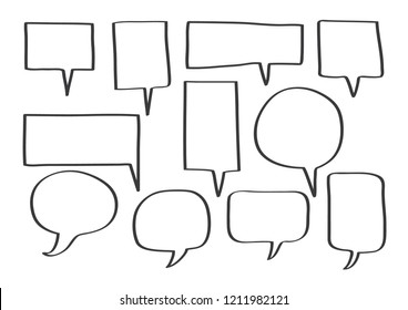Vector bubbles speech set. hand-drawn.