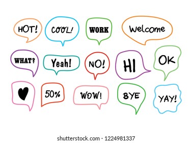 Vector bubbles speech set. hand-drawn.  Illustration.