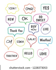 Vector bubbles speech set. hand-drawn. Illustration.