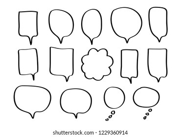 Vector bubbles speech set. hand-drawn. Illustration.