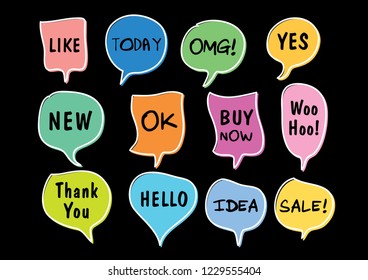 Vector bubbles speech set. hand-drawn. Illustration.