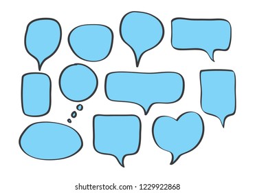 Vector bubbles speech set. hand-drawn. Illustration.