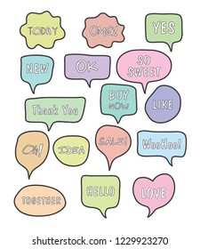 Vector bubbles speech set. hand-drawn. Illustration.