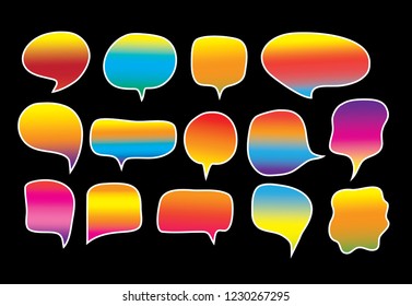 Vector bubbles speech set. hand-drawn. Gradient. Illustration. 