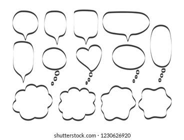 Vector bubbles speech set. hand-drawn.