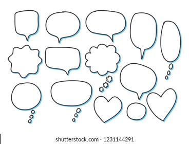 Vector bubbles speech set. hand-drawn.