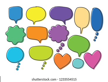 Vector bubbles speech set. hand-drawn. Illustration.