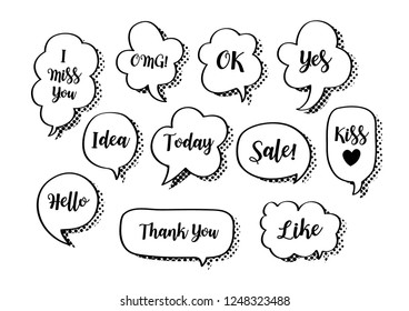 Vector bubbles speech set. hand-drawn.