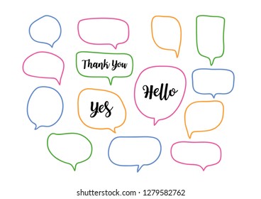 Vector bubbles speech set. hand-drawn.