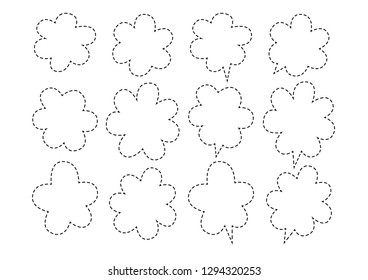 Vector bubbles speech set. hand-drawn. Illustration. Dashed lines.