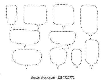 Vector bubbles speech set. hand-drawn. Illustration. Dashed lines.