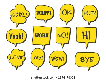 Vector bubbles speech set. hand-drawn.