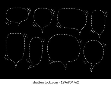Vector bubbles speech set. hand-drawn. Illustration. Dashed lines.