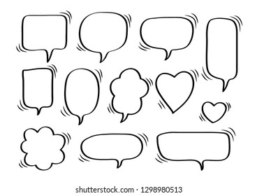 Vector bubbles speech set. hand-drawn.