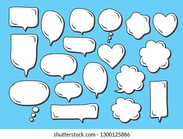 Vector bubbles speech set. hand-drawn.