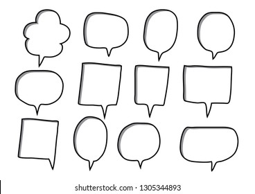 Vector bubbles speech set. hand-drawn.