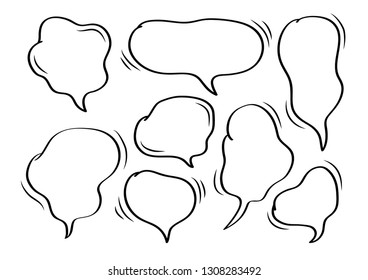 Vector bubbles speech set. hand-drawn.