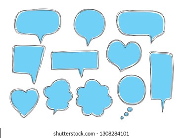 Vector bubbles speech set. hand-drawn.