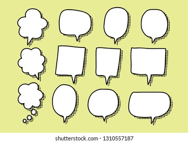 Vector bubbles speech set. hand-drawn.