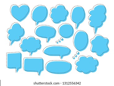 Vector bubbles speech set. hand-drawn. Illustration. Dashed lines.