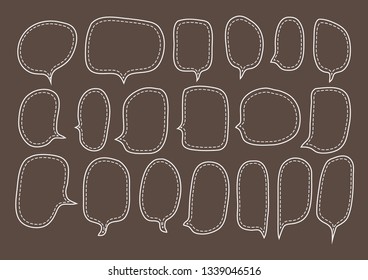 Vector bubbles speech set. hand-drawn. Illustration. Dashed lines.