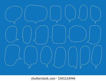 Vector bubbles speech set. hand-drawn. Illustration. Dashed lines.