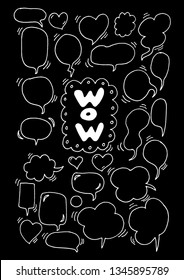 Vector bubbles speech set. hand-drawn. Black and white.