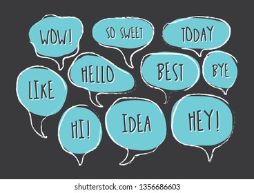 Vector bubbles speech set. hand-drawn.