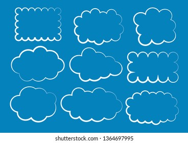 Vector bubbles speech set. hand-drawn.  Cloud concept.