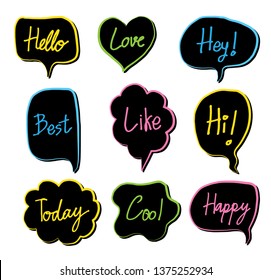 Vector bubbles speech set. hand-drawn.