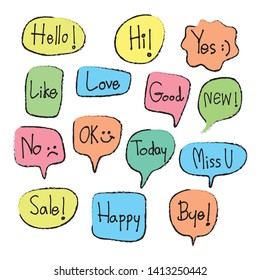 Vector bubbles speech set. hand-drawn.