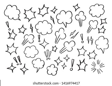 Vector bubbles speech set. hand-drawn.  BOOM,WOW.