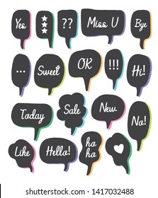 Vector bubbles speech set. hand-drawn.