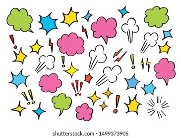 Vector bubbles speech set. hand-drawn.  BOOM,WOW.