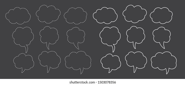 Vector bubbles speech set. hand-drawn. Illustration. Dashed lines.