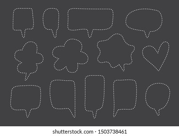 Vector bubbles speech set. hand-drawn. Illustration. Dashed lines.
