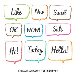 Vector bubbles speech set. hand-drawn.