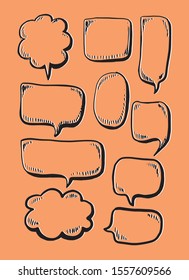 Vector bubbles speech set. hand-drawn. digital printing