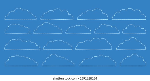 Vector bubbles speech set. hand-drawn. Illustration. Dashed lines.