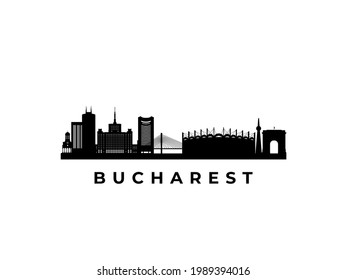 Vector Bucharest skyline. Travel Bucharest famous landmarks. Business and tourism concept for presentation, banner, web site.