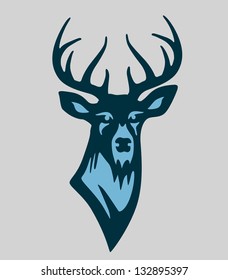 Vector Buck Deer Illustration Mascot In Blue