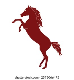 Vector bucking red horse silhouette. New year animal symbol. Chinese zodiac horse symbol. Horse character