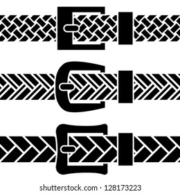 vector buckle braided belt black symbols